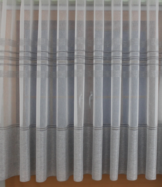 Biely podklad záclony, sivý vzor- Juturna č.2-Stel 