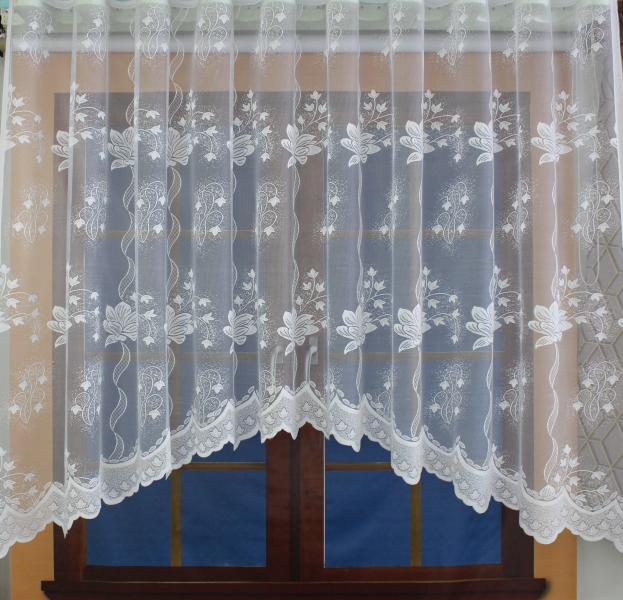 Záclona - hotový, biely oblúk - kvety