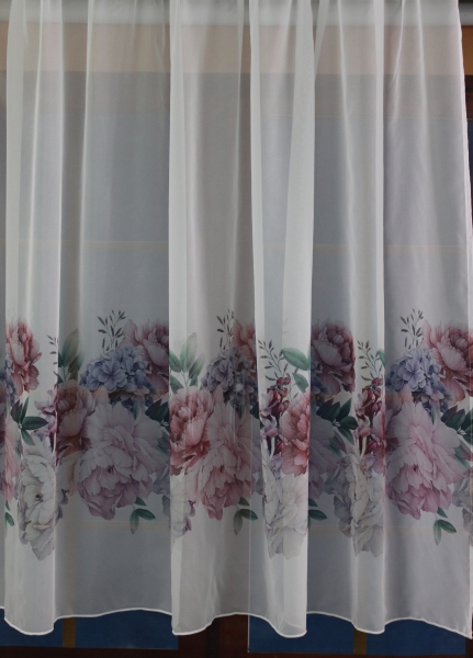 Voálová záclona, farebné kvety č.70157